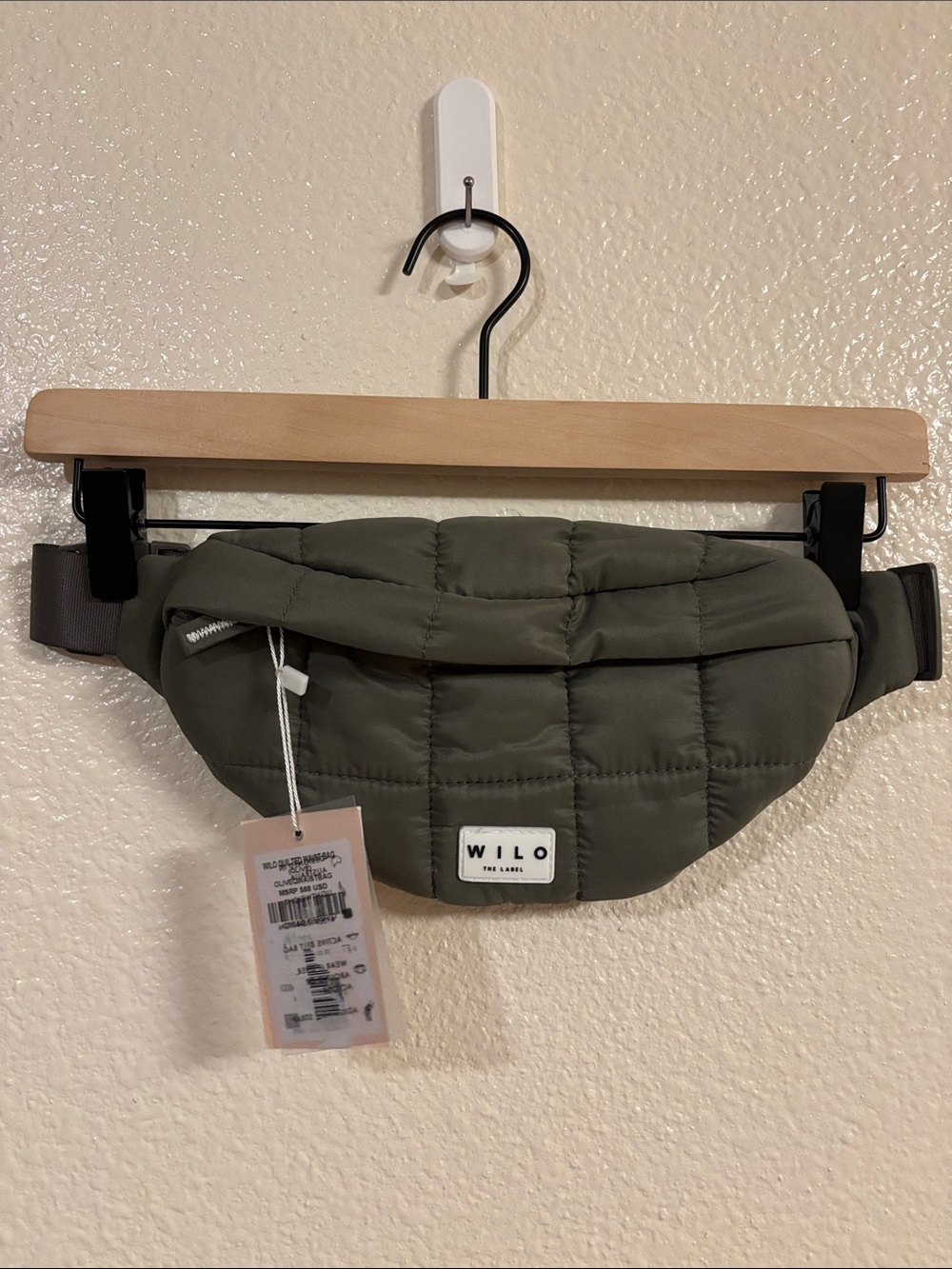 WILO THE LABEL Quilted Waist Bag in Olive